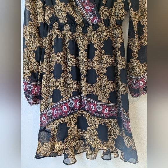 Guess Olena Medallion Print A-Line Smocked Chiffon Midi Dress Glam Mobwife - Picture 7 of 13